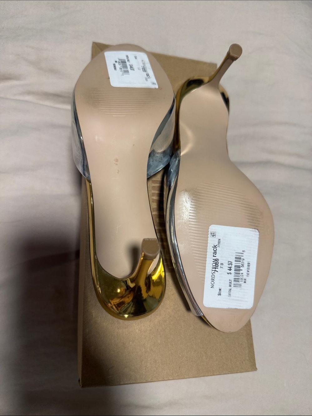STEVE MADDEN ROWE Metal Multi Metallic Silver & Gold Kitten Heel Mules | 7.5 - Picture 5 of 7